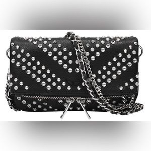 Zadig and Voltaire Leather Mini Rock Stud Clutch Crossover Purse Shoulder Bag